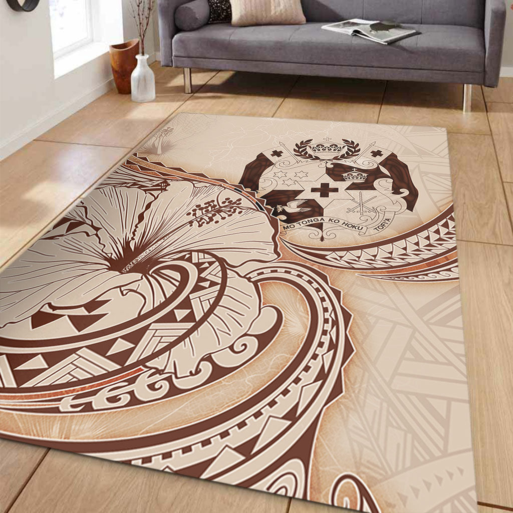 Tonga Area Rug Hibiscus Flower Vintage Style