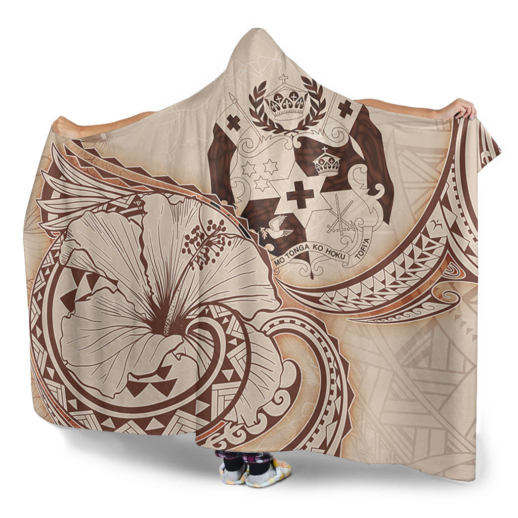 Tonga Hooded Blanket Hibiscus Flower Vintage Style
