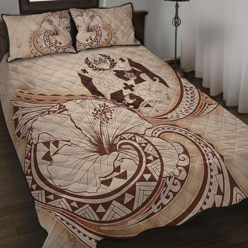 Tonga Quilt Bed Set Hibiscus Flower Vintage Style