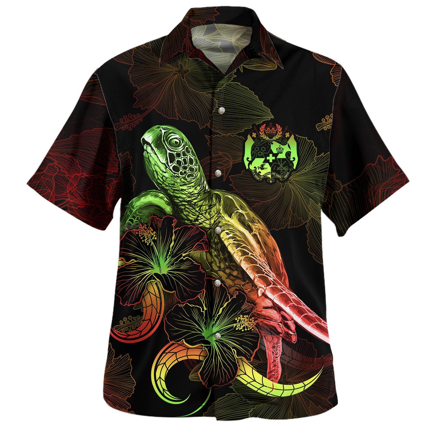 Tonga Hawaiian Shirt Sea Turtle With Blooming Hibiscus Flowers Reggae