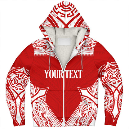 Tonga Sherpa Hoodie - Custom Coat Of Arms With Patterns Flag Color