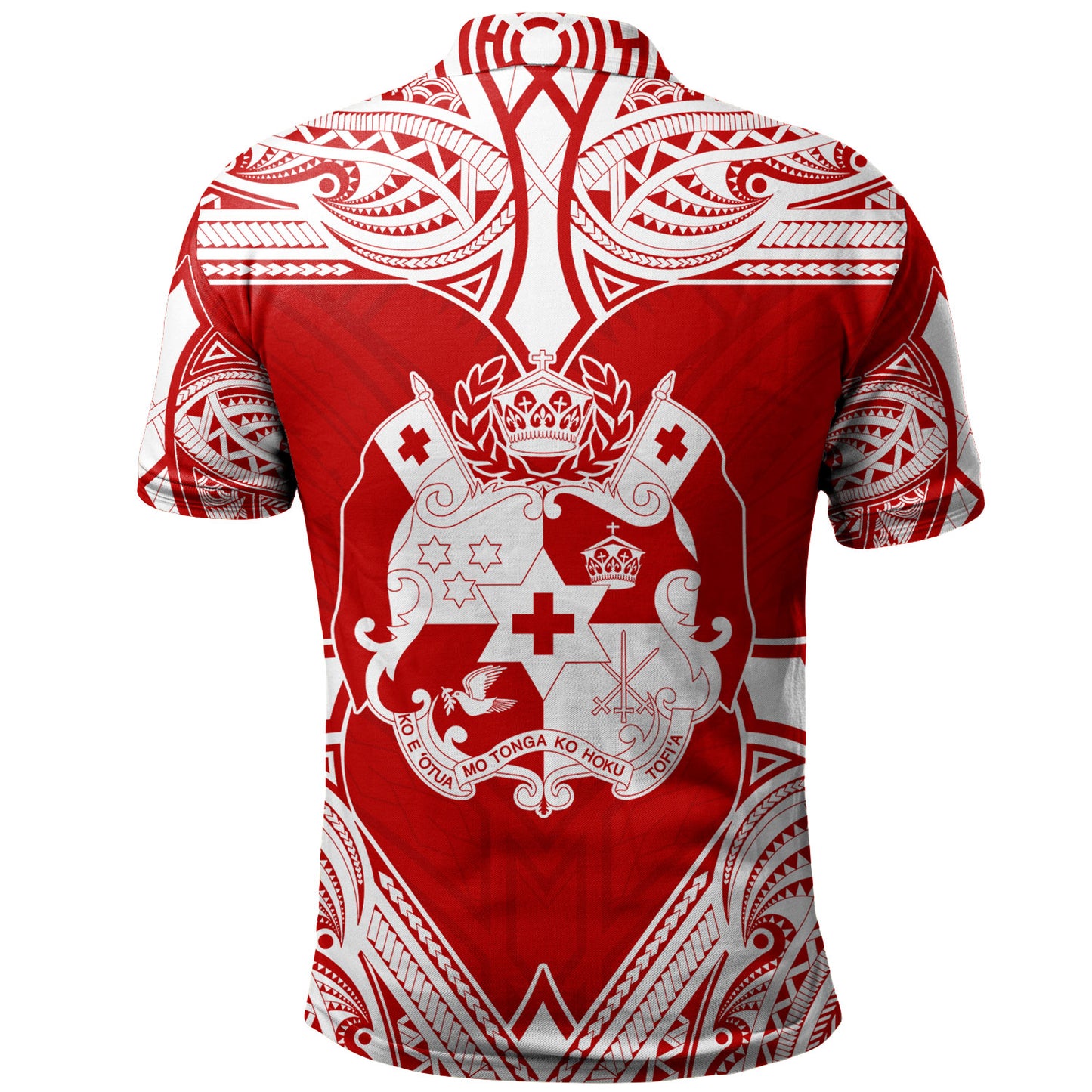 Tonga Polo Shirt - Custom Coat Of Arms With Patterns Flag Color