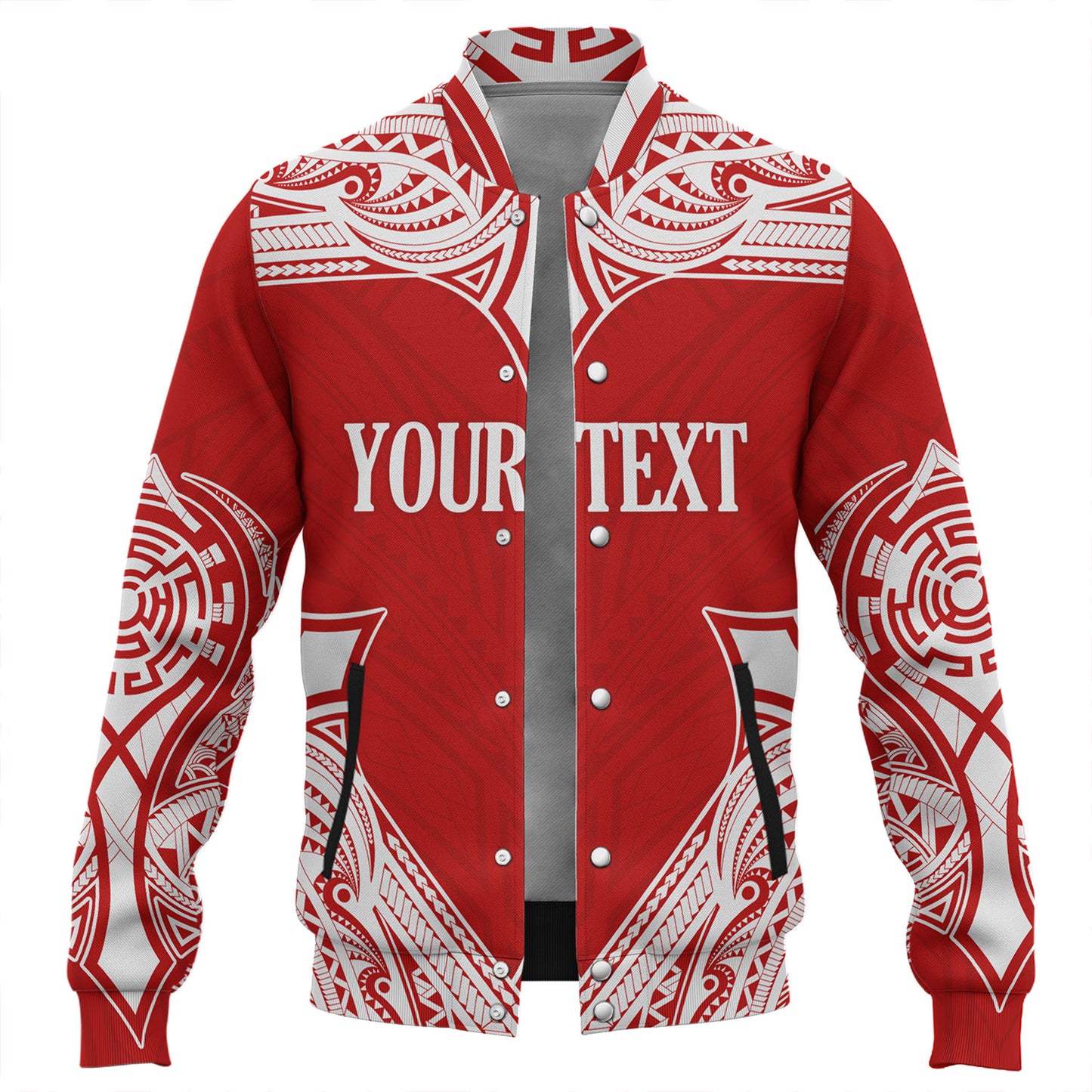 Tonga Baseball Jacket - Custom Coat Of Arms With Patterns Flag Color