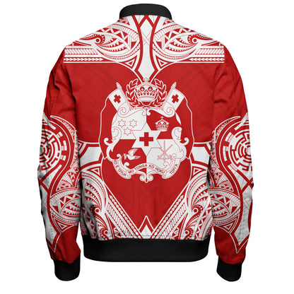 Tonga Bomber Jacket - Custom Coat Of Arms With Patterns Flag Color