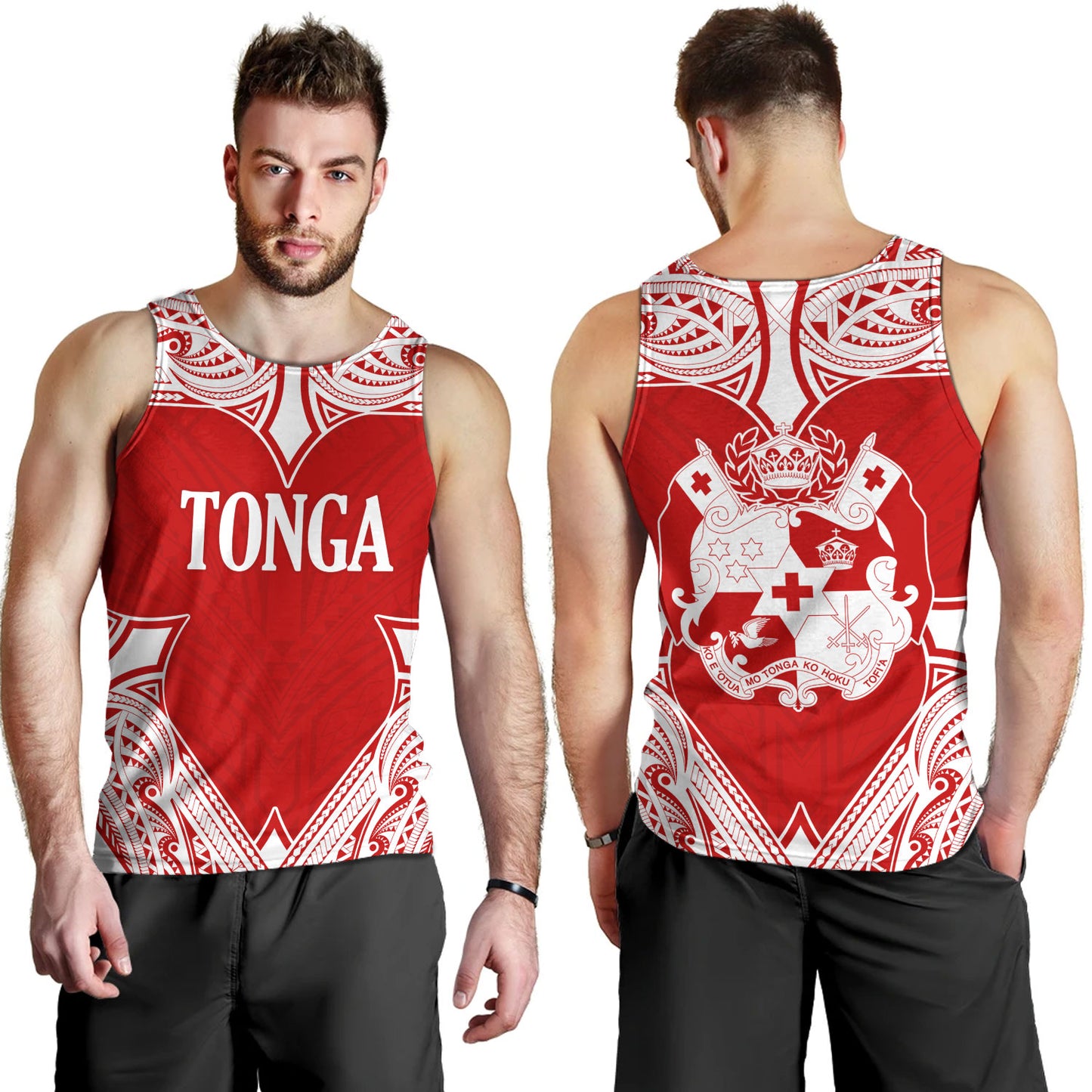 Tonga Tank Top - Custom Coat Of Arms With Patterns Flag Color