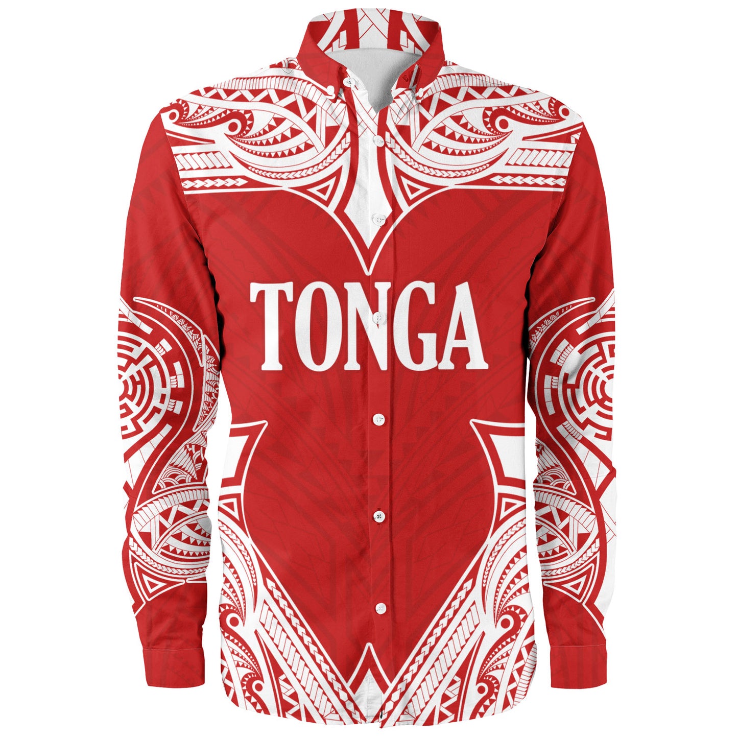 Tonga Long Sleeve Shirt - Custom Coat Of Arms With Patterns Flag Color