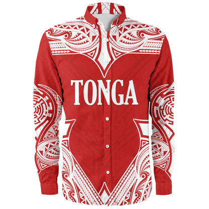 Tonga Long Sleeve Shirt - Custom Coat Of Arms With Patterns Flag Color