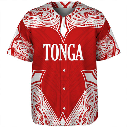 Tonga Baseball Shirt - Custom Coat Of Arms With Patterns Flag Color