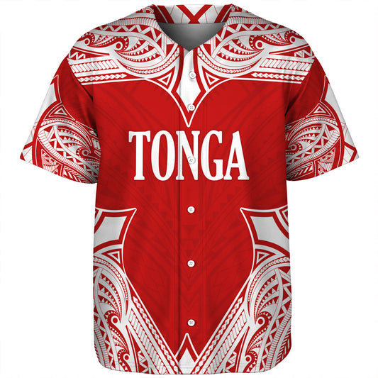 Tonga Baseball Shirt - Custom Coat Of Arms With Patterns Flag Color