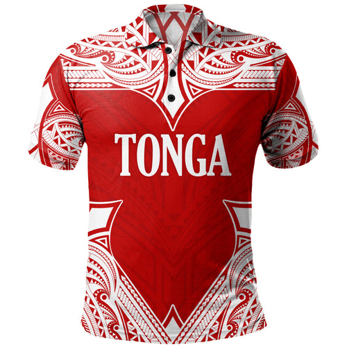 Tonga Polo Shirt - Custom Coat Of Arms With Patterns Flag Color