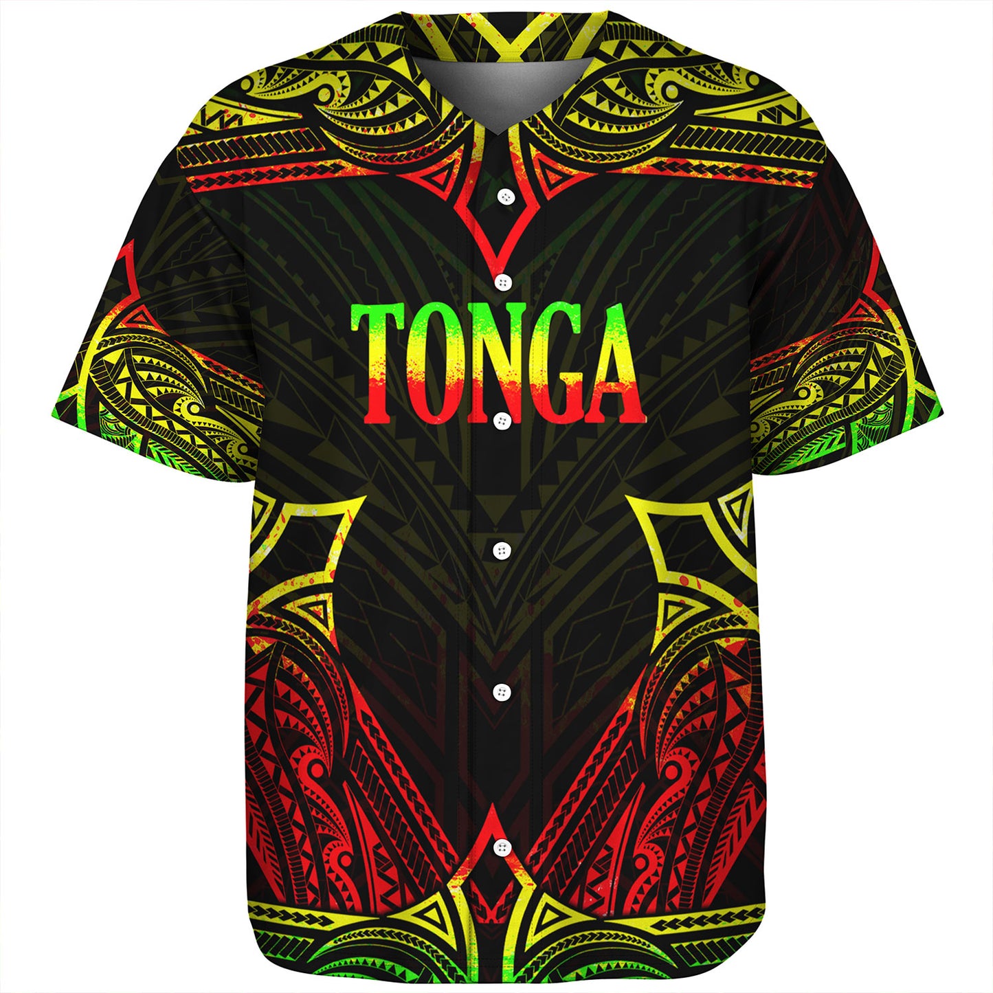 Tonga Custom Personalised Baseball Shirt Coat Of Arms With Patterns Reggae Color