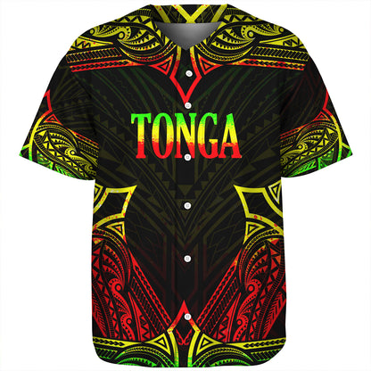 Tonga Custom Personalised Baseball Shirt Coat Of Arms With Patterns Reggae Color