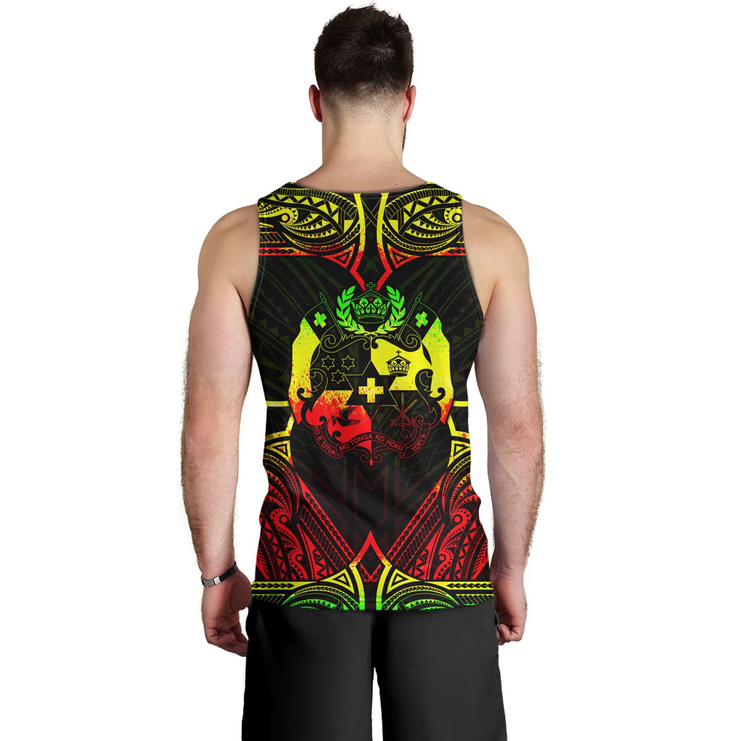Tonga Custom Personalised Tank Top Coat Of Arms With Patterns Reggae Color