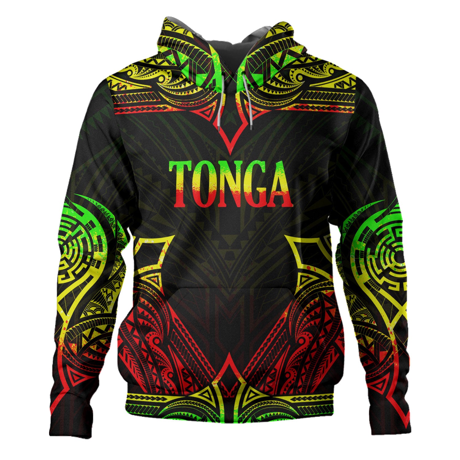 Tonga Custom Personalised Hoodie Coat Of Arms With Patterns Reggae Color
