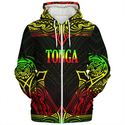 Tonga Custom Personalised Sherpa Hoodie Coat Of Arms With Patterns Reggae Color