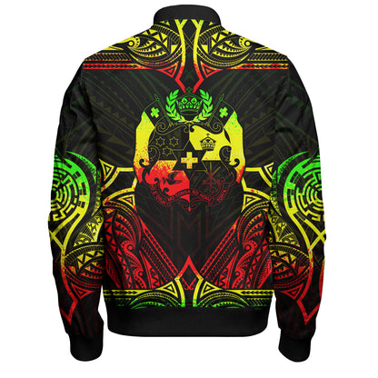 Tonga Custom Personalised Bomber Jacket Coat Of Arms With Patterns Reggae Color