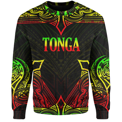 Tonga Custom Personalised Sweatshirt Coat Of Arms With Patterns Reggae Color