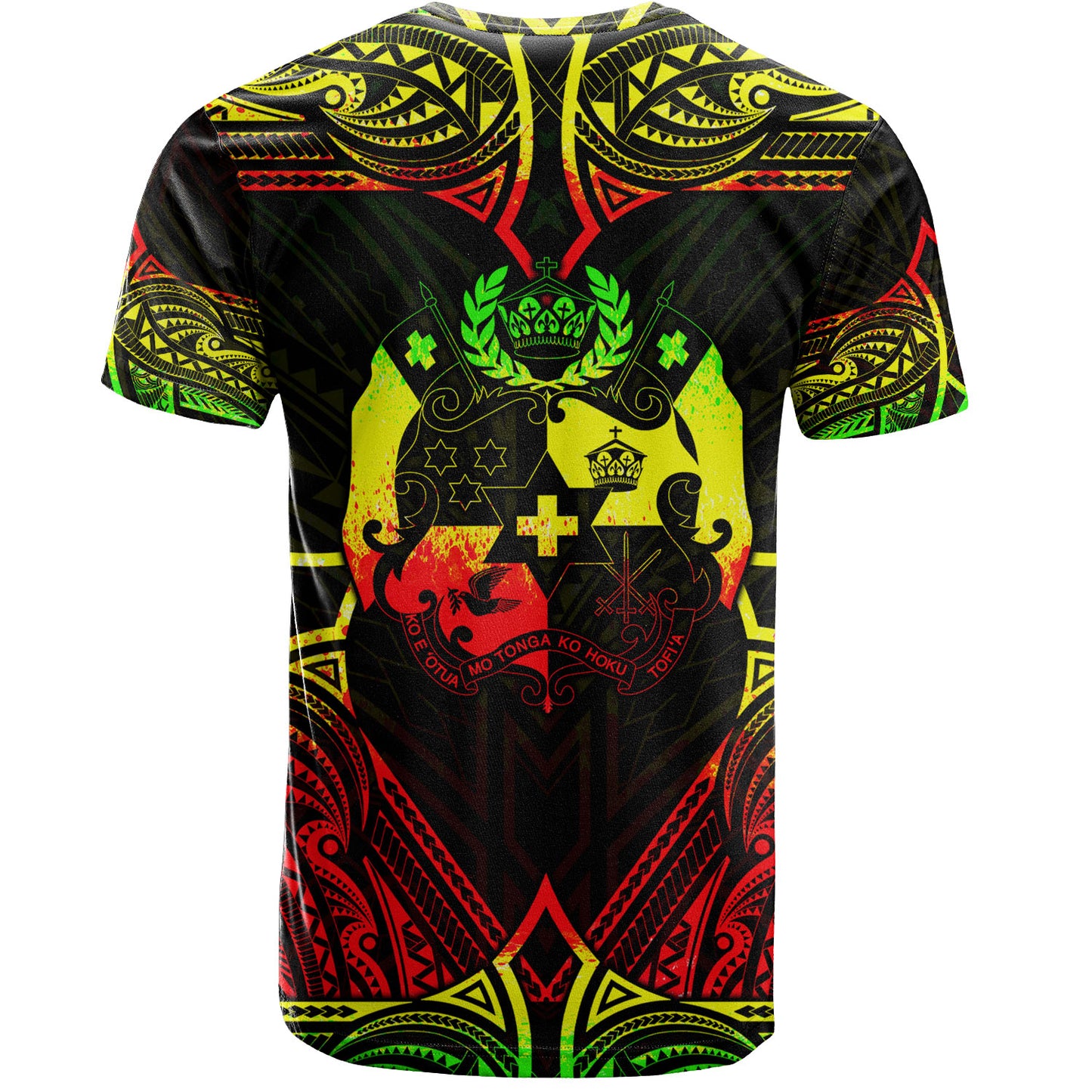 Tonga Custom Personalised T-Shirt Coat Of Arms With Patterns Reggae Color