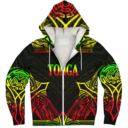 Tonga Custom Personalised Sherpa Hoodie Coat Of Arms With Patterns Reggae Color