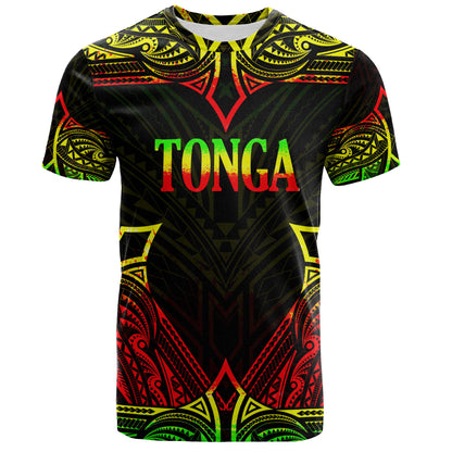 Tonga Custom Personalised T-Shirt Coat Of Arms With Patterns Reggae Color