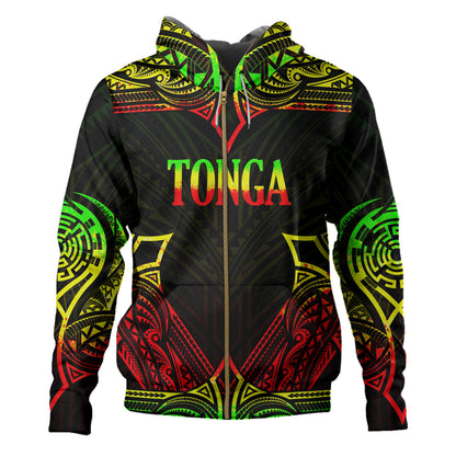 Tonga Custom Personalised Hoodie Coat Of Arms With Patterns Reggae Color