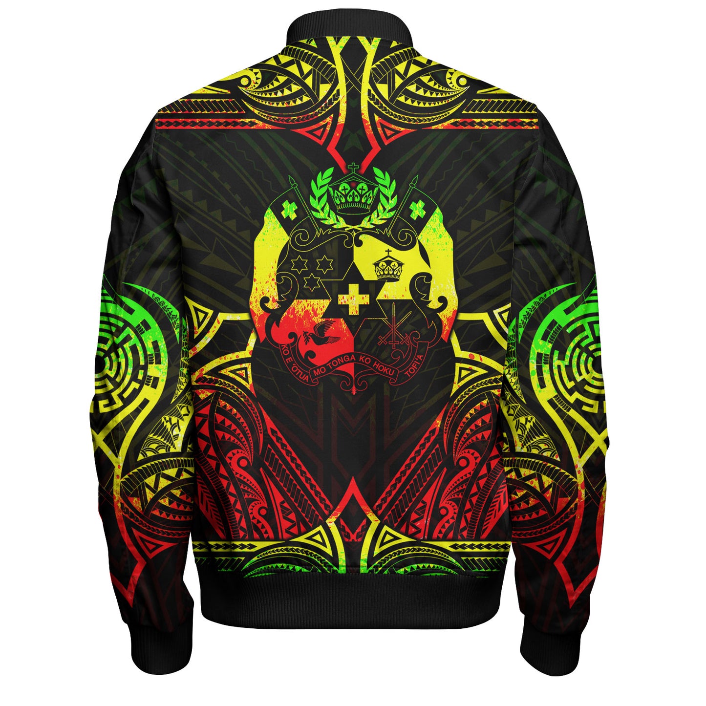 Tonga Custom Personalised Bomber Jacket Coat Of Arms With Patterns Reggae Color