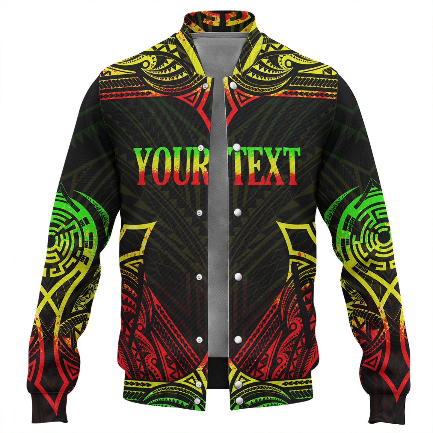 Tonga Custom Personalised Baseball Jacket Coat Of Arms With Patterns Reggae Color