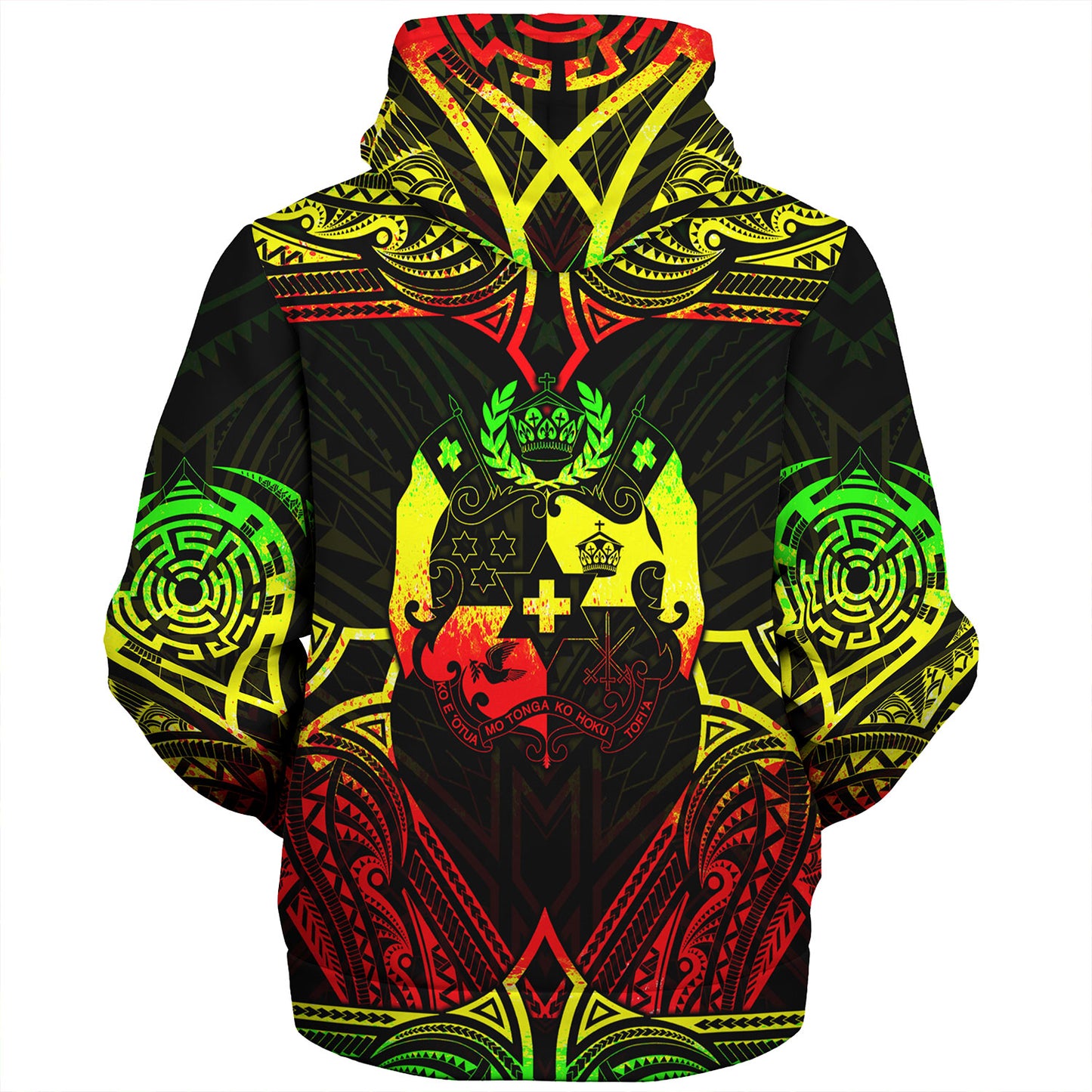 Tonga Custom Personalised Sherpa Hoodie Coat Of Arms With Patterns Reggae Color
