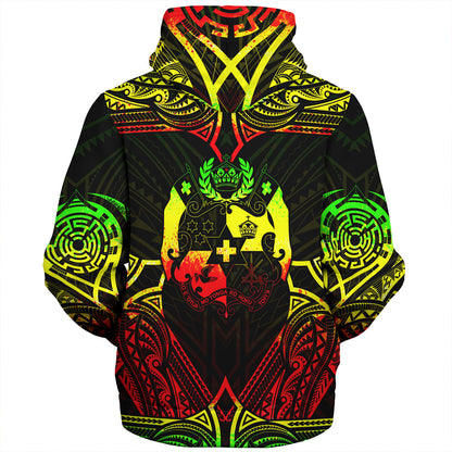 Tonga Custom Personalised Sherpa Hoodie Coat Of Arms With Patterns Reggae Color