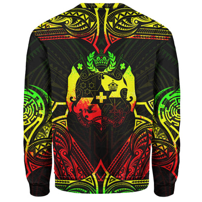 Tonga Custom Personalised Sweatshirt Coat Of Arms With Patterns Reggae Color