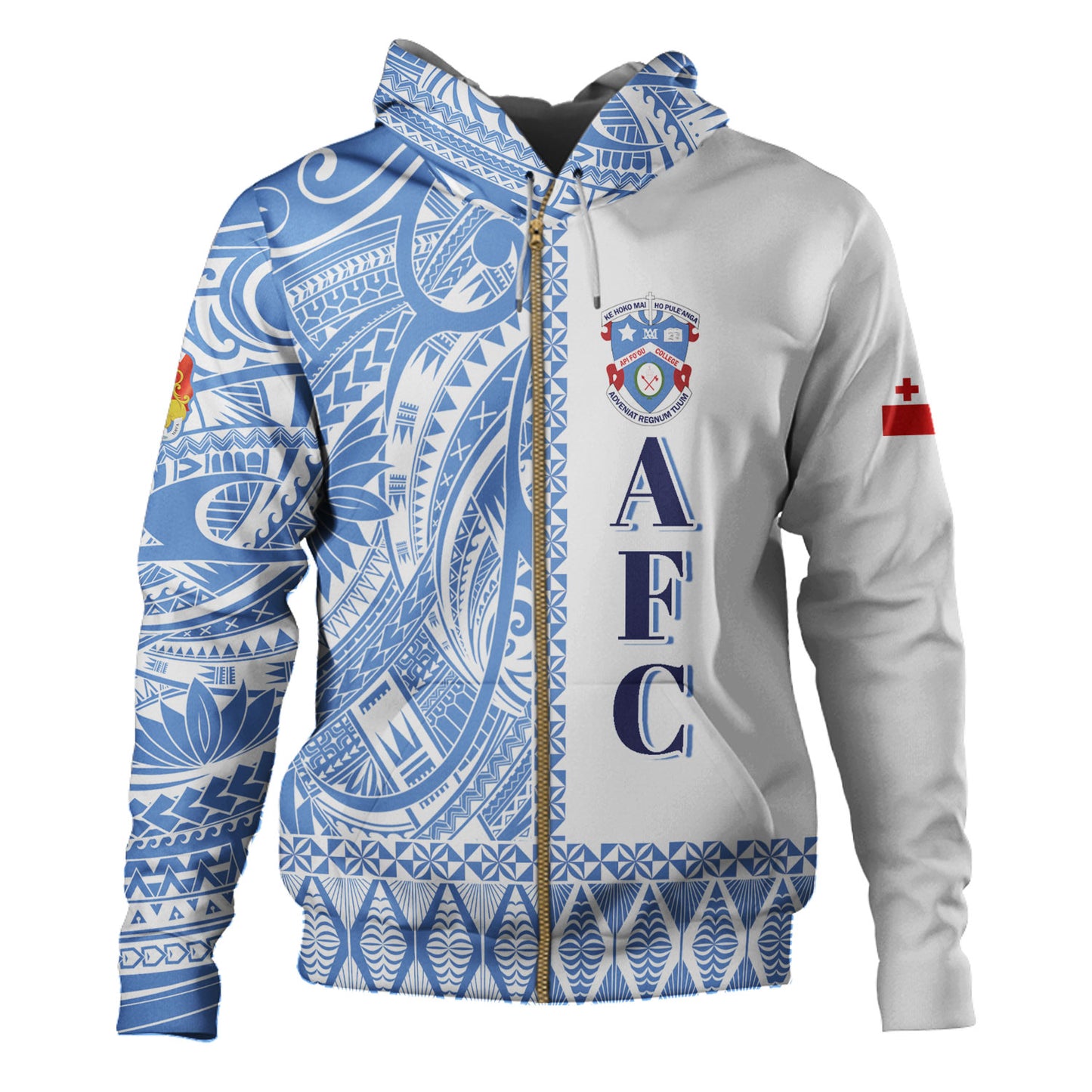 Tonga Custom Personalised Hoodie Apifo'ou College Simple Ngatu Patterns