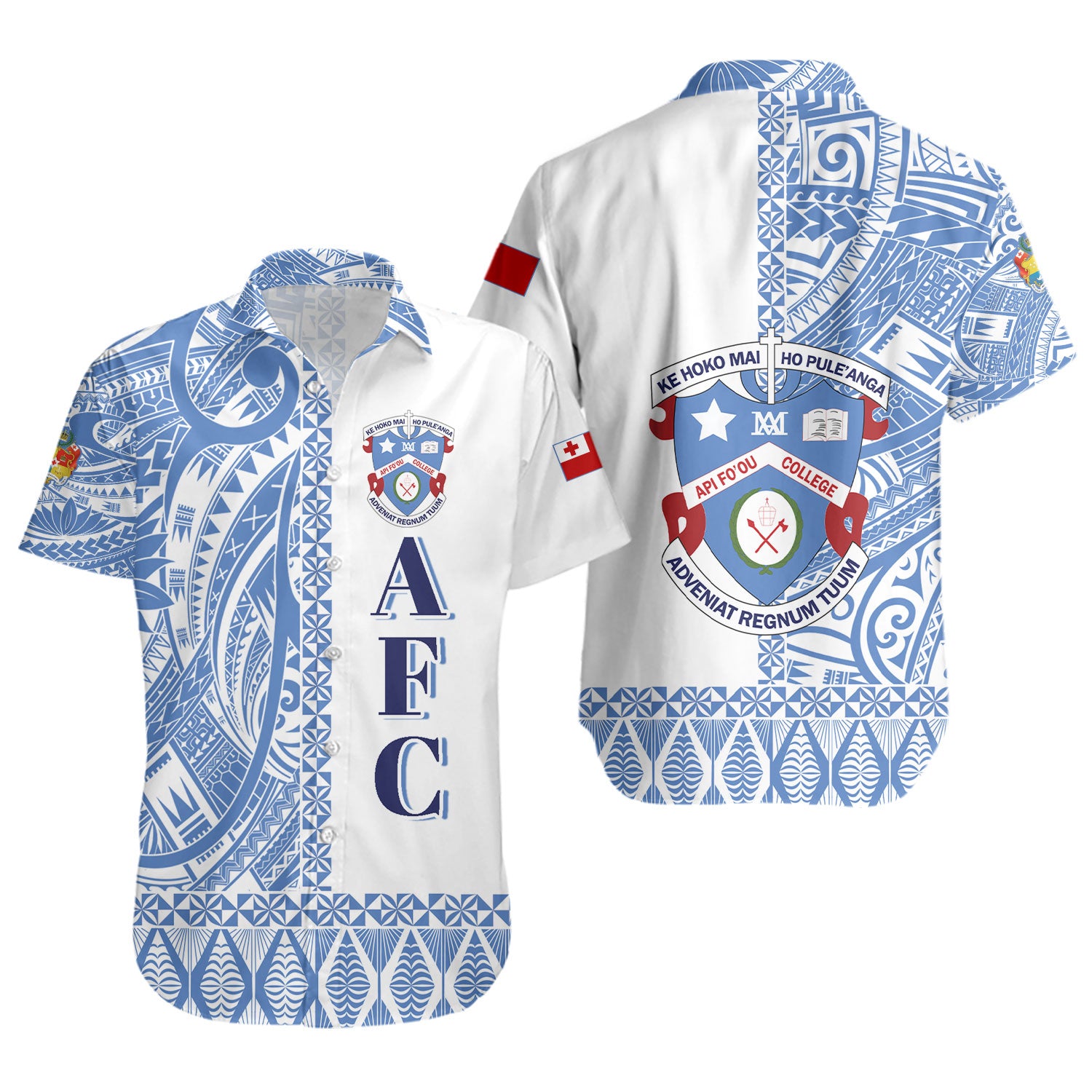 Tonga Custom Personalised Short Sleeve Shirt Apifo'ou College Simple Ngatu Patterns