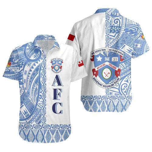 Tonga Custom Personalised Short Sleeve Shirt Apifo'ou College Simple Ngatu Patterns