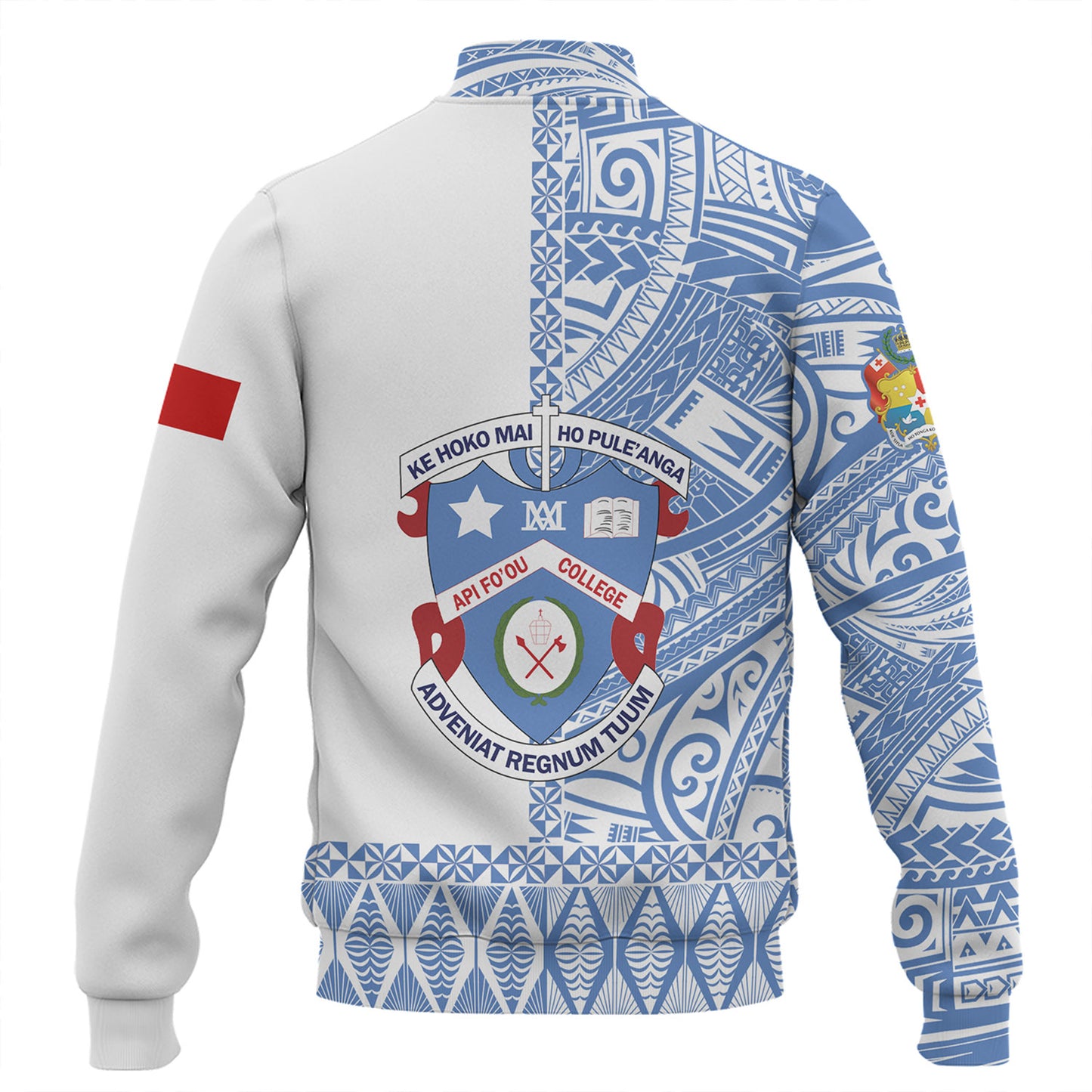 Tonga Custom Personalised Baseball Jacket Apifo'ou College Simple Ngatu Patterns