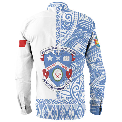 Tonga Custom Personalised Long Sleeve Shirt Apifo'ou College Simple Ngatu Patterns
