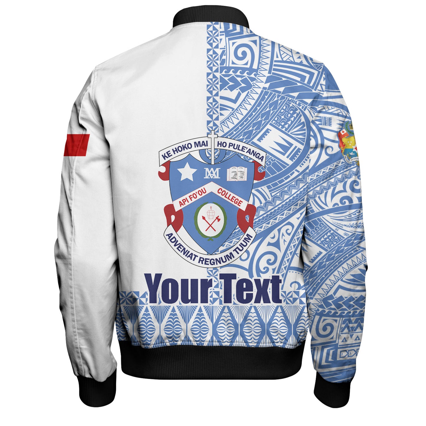 Tonga Custom Personalised Bomber Jacket Apifo'ou College Simple Ngatu Patterns