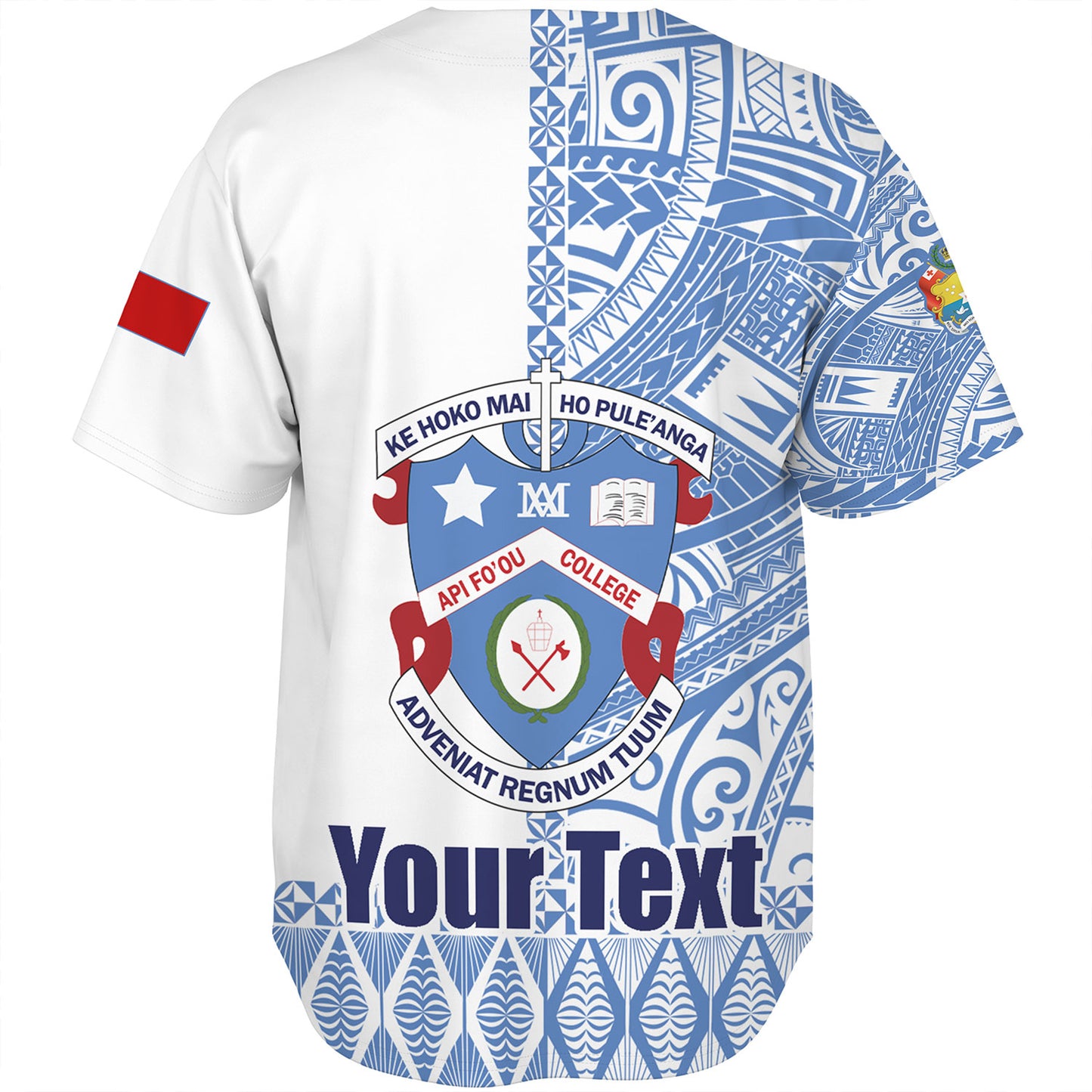 Tonga Custom Personalised Baseball Shirt Apifo'ou College Simple Ngatu Patterns