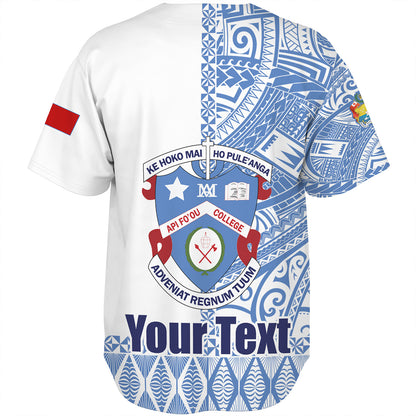 Tonga Custom Personalised Baseball Shirt Apifo'ou College Simple Ngatu Patterns