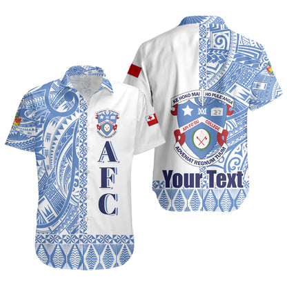 Tonga Custom Personalised Short Sleeve Shirt Apifo'ou College Simple Ngatu Patterns