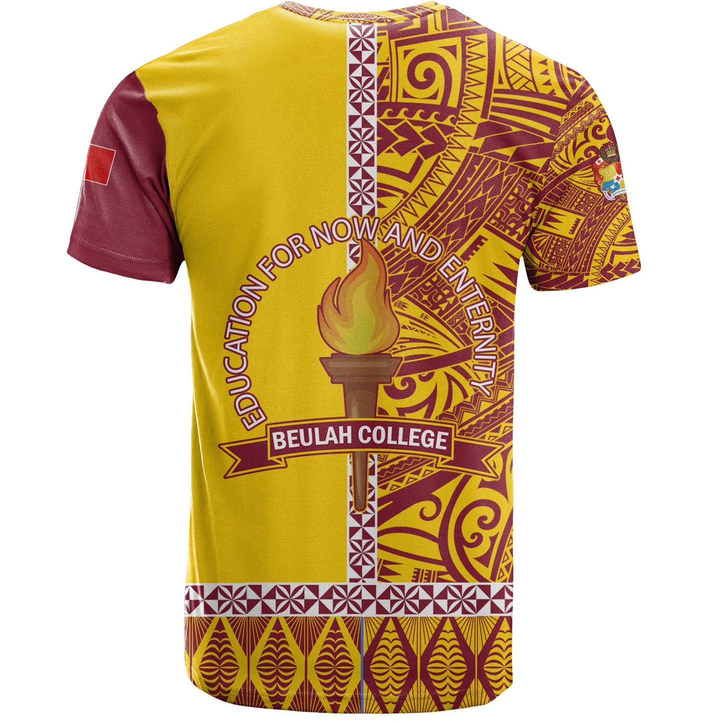 Tonga Custom Personalised T-Shirt Beulah College Simple Ngatu Patterns