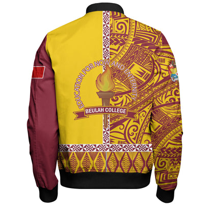 Tonga Custom Personalised Bomber Jacket Beulah College Simple Ngatu Patterns