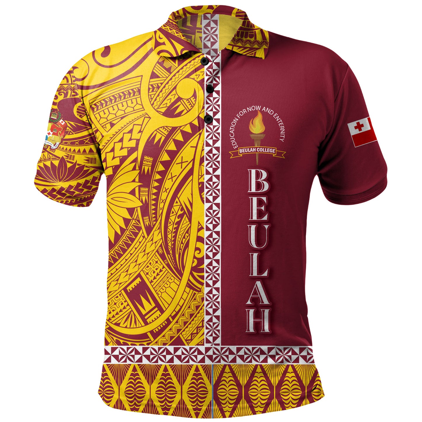 Tonga Custom Personalised Polo Shirt Beulah College Simple Ngatu Patterns