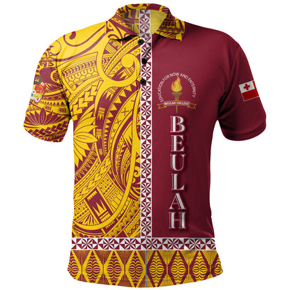 Tonga Custom Personalised Polo Shirt Beulah College Simple Ngatu Patterns
