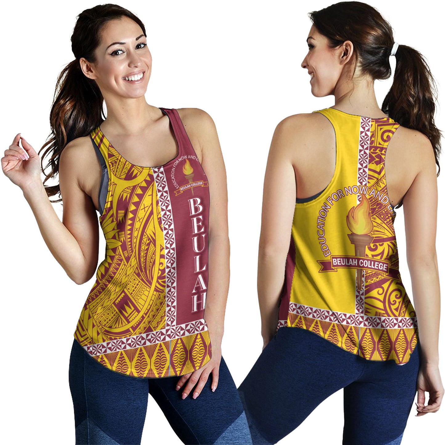 Tonga Custom Personalised Women Tank Beulah College Simple Ngatu Patterns