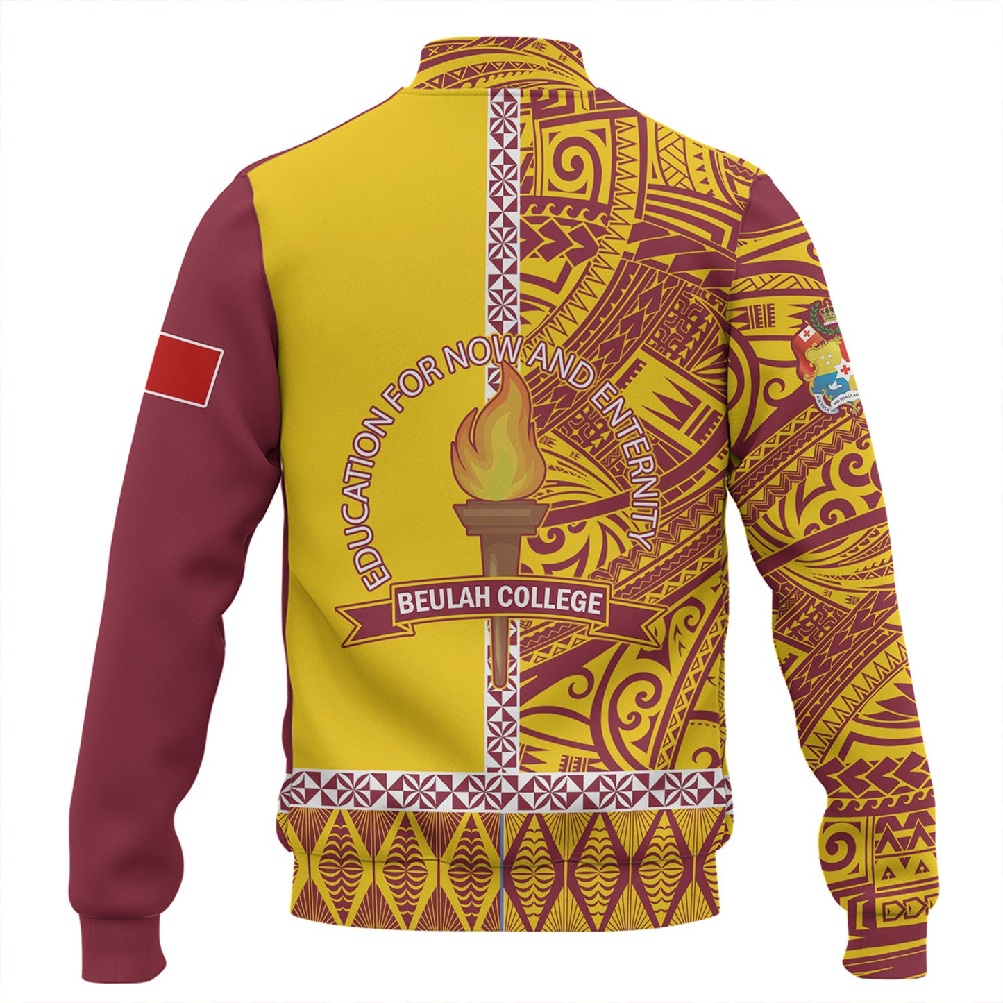 Tonga Custom Personalised Baseball Jacket Beulah College Simple Ngatu Patterns