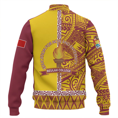 Tonga Custom Personalised Baseball Jacket Beulah College Simple Ngatu Patterns