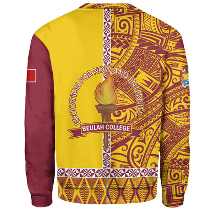 Tonga Custom Personalised Sweatshirt Beulah College Simple Ngatu Patterns
