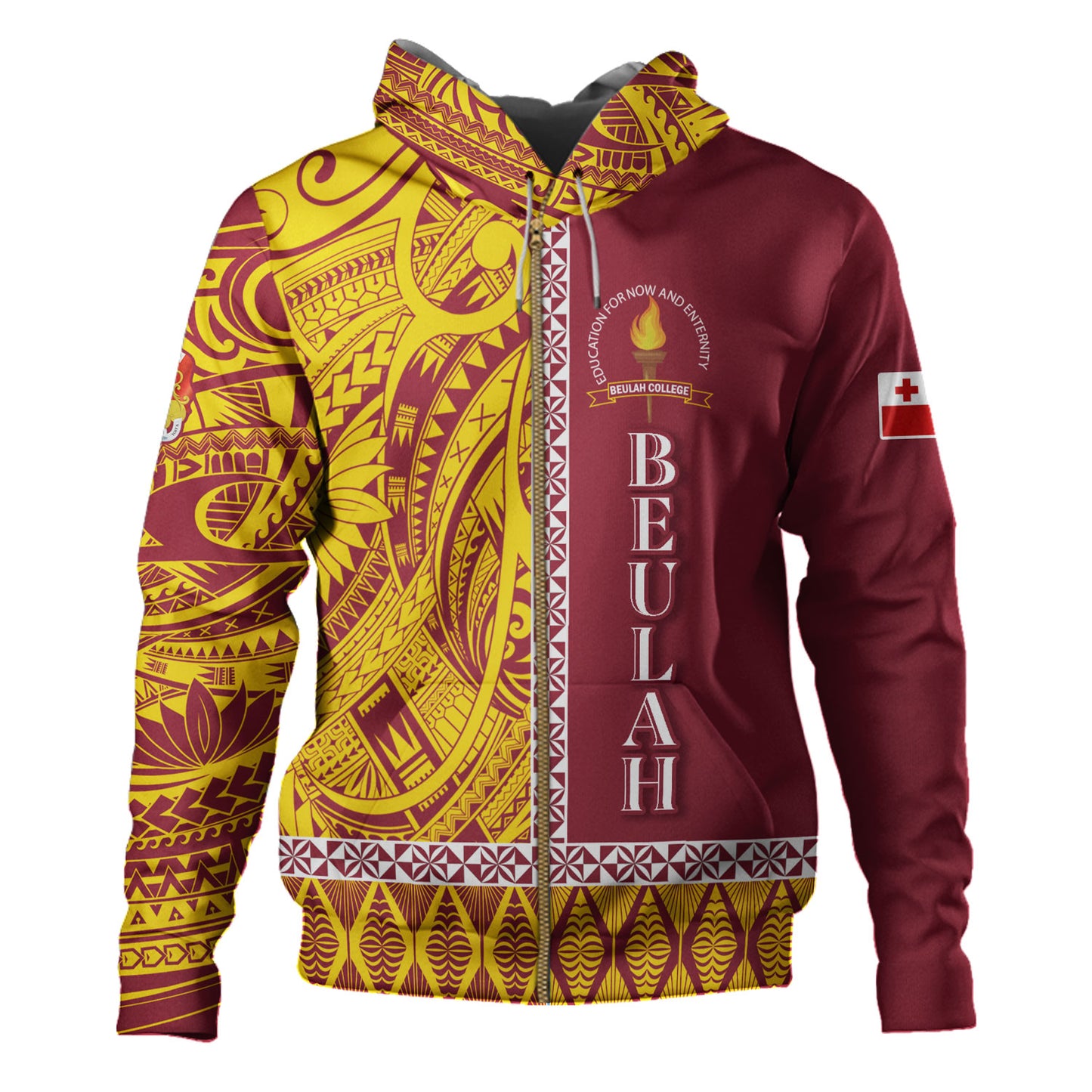 Tonga Custom Personalised Hoodie Beulah College Simple Ngatu Patterns