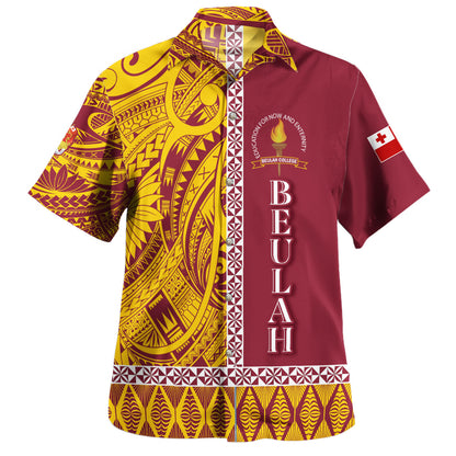 Tonga Custom Personalised Hawaiian Shirt Beulah College Simple Ngatu Patterns