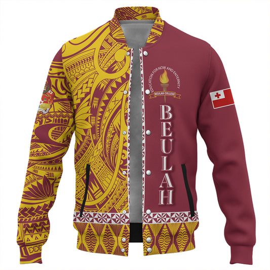Tonga Custom Personalised Baseball Jacket Beulah College Simple Ngatu Patterns